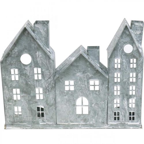 Artículo Decoración de ventanas Navidad, linterna, serie de casas de dioramas, decoración de metal plata shabby chic L20cm H20cm