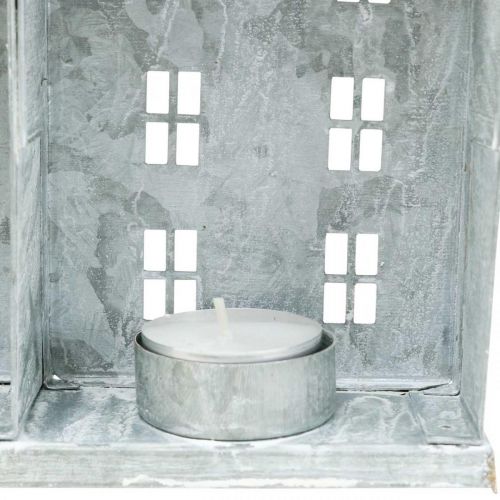 Artículo Decoración de ventanas Navidad, linterna, serie de casas de dioramas, decoración de metal plata shabby chic L20cm H20cm