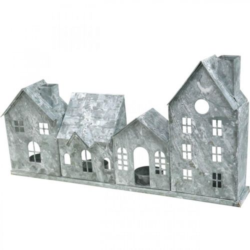 Floristik24 Casas de luz, linterna de metal, decoración de ventana, Adviento, shabby chic plateado L37.5cm H20cm