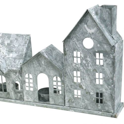 Floristik24 Casas de luz, linterna de metal, decoración de ventana, Adviento, shabby chic plateado L37.5cm H20cm