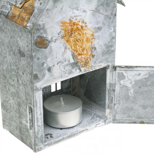 Artículo Farol casa metal shabby chic blanco lavado óxido AL20cm