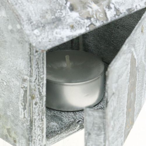 Artículo Farol casa metal shabby chic blanco lavado, óxido Al.11cm