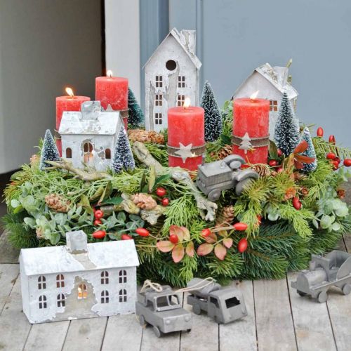Floristik24 Farol casa metal shabby chic blanco lavado óxido AL20cm