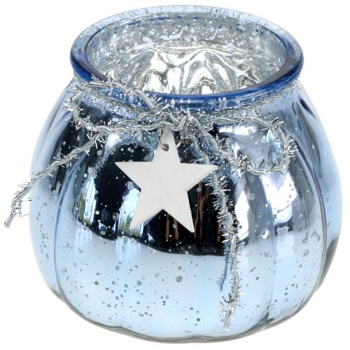 Floristik24 Linterna azul claro con luz LED Ø11cm H10cm