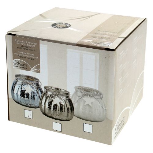 Floristik24 Linterna azul claro con luz LED Ø11cm H10cm