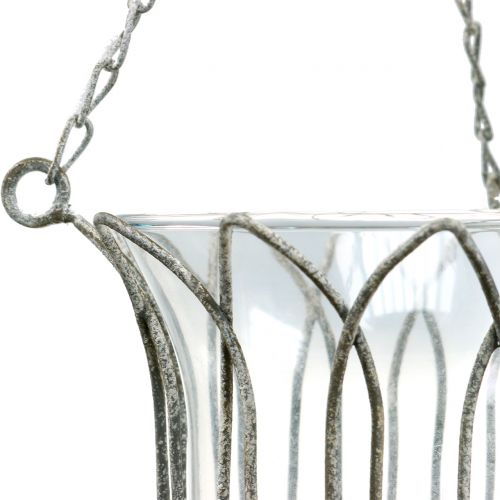 Floristik24 Luz de viento para colgar gris Ø14cm H45cm