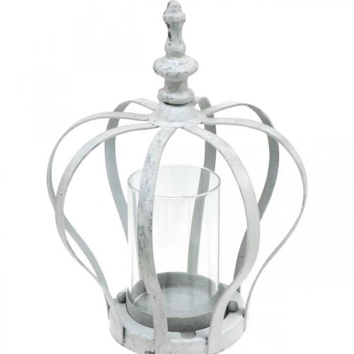 Floristik24 Corona de luz de viento, decoración de metal en estilo vintage, blanco shabby chic Ø14cm H19cm