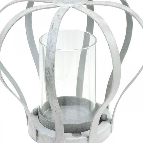 Floristik24 Corona de luz de viento, decoración de metal en estilo vintage, blanco shabby chic Ø14cm H19cm