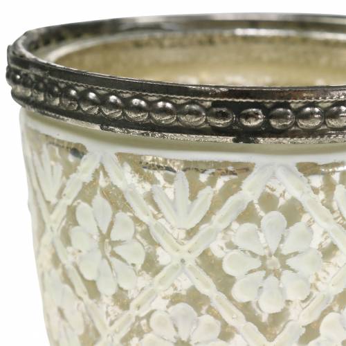 Floristik24 vela en vaso plata del pobre floral Ø7,5cm H7,5cm 2pcs