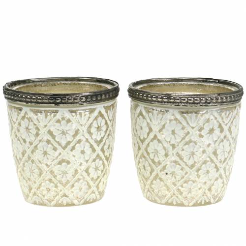 Floristik24 vela en vaso plata del pobre floral Ø7,5cm H7,5cm 2pcs