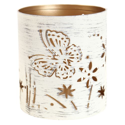 Artículo Farol metal oro blanco mariposa Ø9cm H10cm 4 piezas