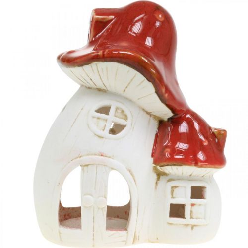 Farol, casa de setas, portavelas, decoración de otoño, cerámica H15cm 2ud