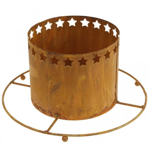 Floristik24 Farol con estrellas, Adviento, portacoronas de metal, decoración navideña patina Ø25cm