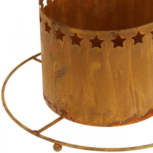 Artículo Farol con estrellas, Adviento, portacoronas de metal, decoración navideña patina Ø25cm