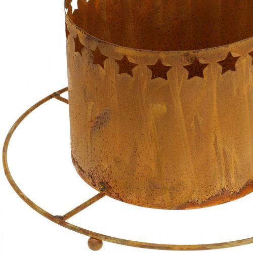 Artículo Farol con estrellas, Adviento, portacoronas de metal, decoración navideña patina Ø25cm