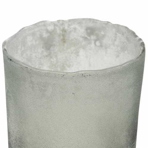 Floristik24 Farol de cristal gris mate Ø8.5cm H9.5cm