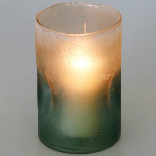 Floristik24 Farol de cristal verde mate Ø10cm H15cm