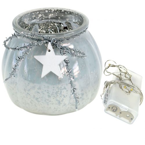 Floristik24 Farol blanco con luz LED Ø11cm H10cm