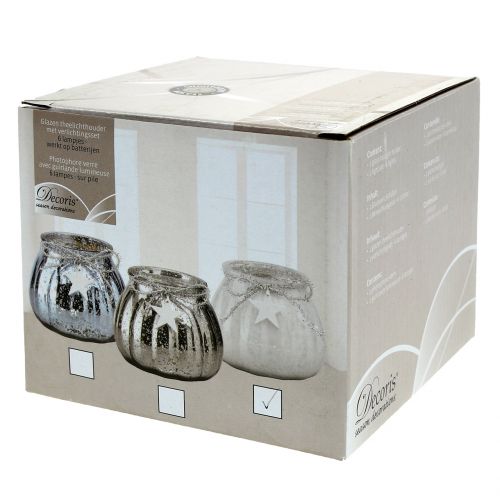 Floristik24 Farol blanco con luz LED Ø11cm H10cm