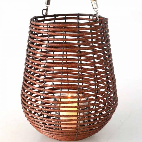 Artículo Vela en cesta, farol con asa, decoración de velas, farol de cesta Ø24cm H34cm