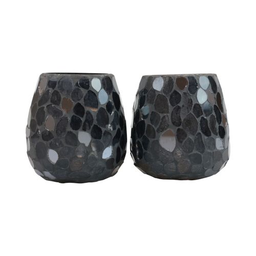 Artículo Farol portavelas navideño negro Ø10cm 2uds