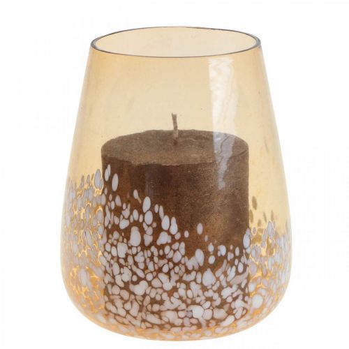 Artículo Farol portavelas de cristal decoración de cristal marrón blanco Ø10cm