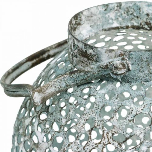 Floristik24 Antiviento de metal, linterna, portavelas aspecto antiguo Ø15cm H22cm