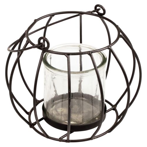 Floristik24 Farol de jardín farolillo de metal negro para colgar Ø16,5cm