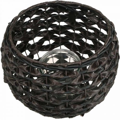 Artículo Farol trenzado negro, decoración de verano marrón Ø31cm H25cm