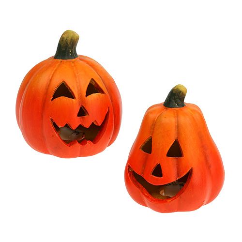 Floristik24 Linterna de calabaza con LED naranja 10cm 4pcs