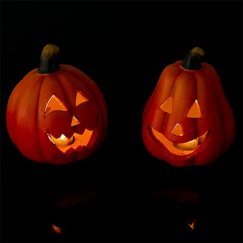 Floristik24 Linterna de calabaza con LED naranja 10cm 4pcs
