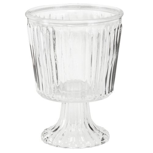 Floristik24 Farol vaso de vidrio decoración de vidrio estriado Ø11,5cm H15cm