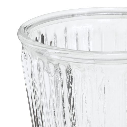 Artículo Farol vaso de vidrio decoración de vidrio estriado Ø11,5cm H15cm