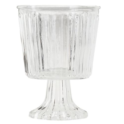 Artículo Farol vaso de vidrio decoración de vidrio estriado Ø11,5cm H15cm