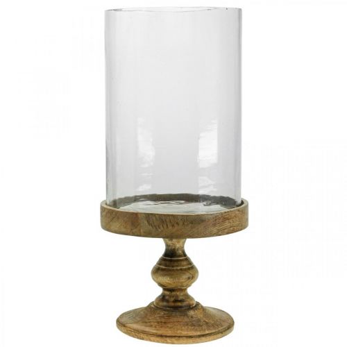 Floristik24 Linterna de vidrio sobre base de madera vidrio decorativo aspecto antiguo Ø22cm H45cm