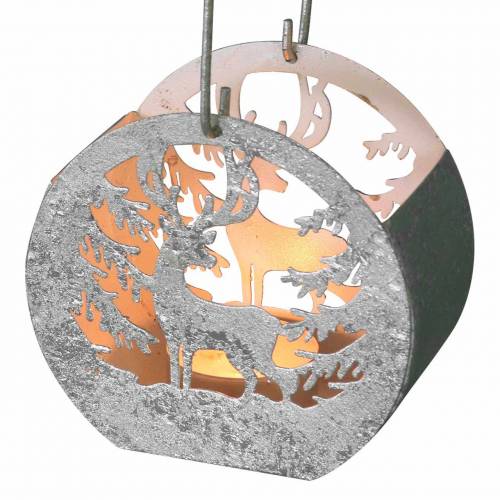 Floristik24 Farol con motivo de ángel y reno plateado, blanco Ø10×H9.5cm 2uds