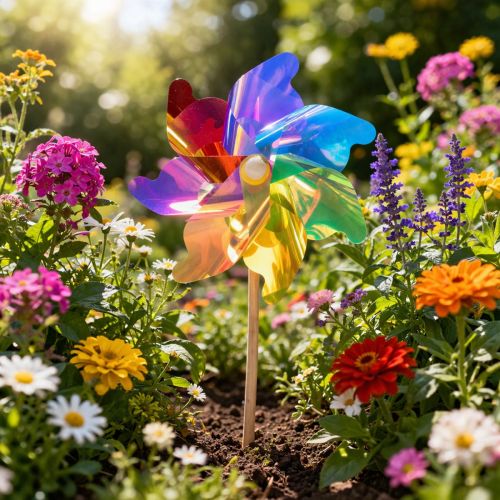 Artículo Balcón con molino de viento, colorido y llamativo, decoración de jardín de verano, 75 cm