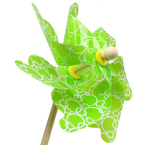 Floristik24 Molino de viento verde con patrón Ø42cm L110cm