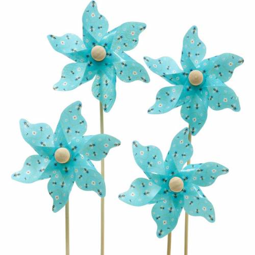 Floristik24 Molino de viento molinillo abejas turquesa Ø8.5cm decoración de verano jardín 12pcs