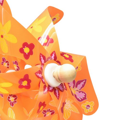 Floristik24 Molino de viento con molinete de palo naranja amarillo rosa Ø30,5cm 74cm