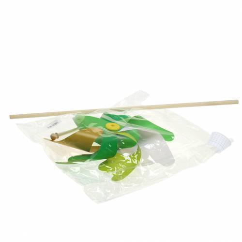 Floristik24 Elegante molino de viento en la barra verde oro blanco Ø30cm