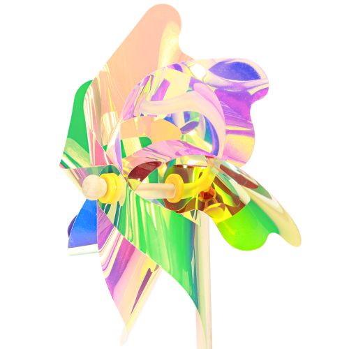 Artículo Molinillo de Flor con Hoja Molino de Viento Colores Iridiscentes Ø24cm 2uds