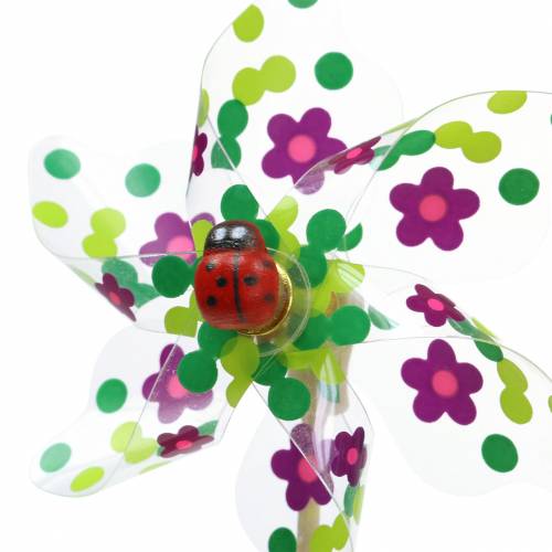 Floristik24 Molino mini de colores con mariquita Ø9cm 12p