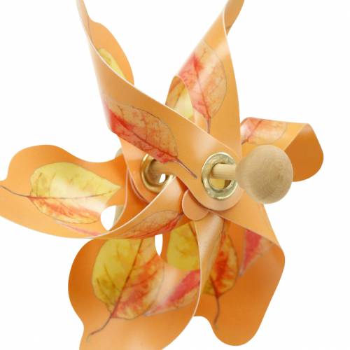 Floristik24 Molinos de viento decorativos con motivo de hojas otoñales naranja / blanco / verde L27.5 Ø22cm 12ud