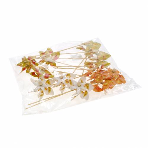 Floristik24 Molinos de viento decorativos con motivo de hojas otoñales naranja / blanco / verde L27.5 Ø22cm 12ud