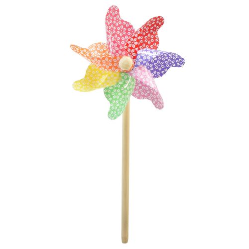 Artículo Molino de viento decorativo pequeño en palo de color Ø14cm 30cm