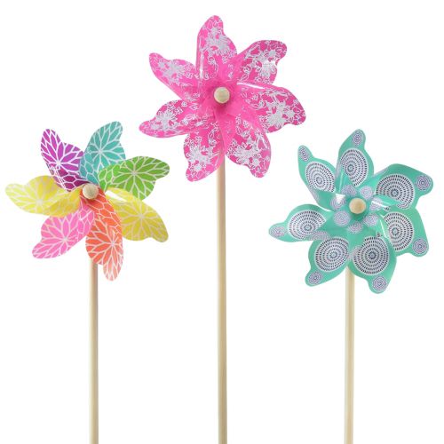Artículo Molinete rosa turquesa colorido decoración de verano Ø15cm H48cm 3ud
