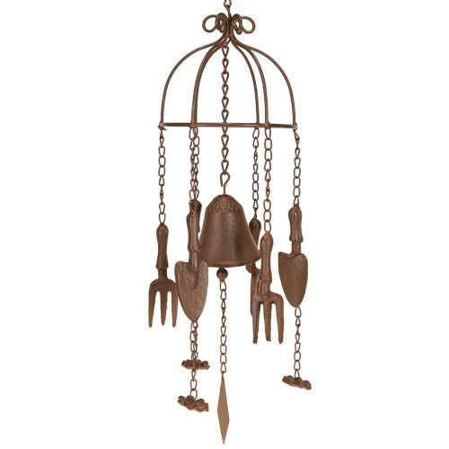 Carillón de viento de metal para jardín, herramienta decorativa, color marrón, diámetro 13 cm, alto 76 cm
