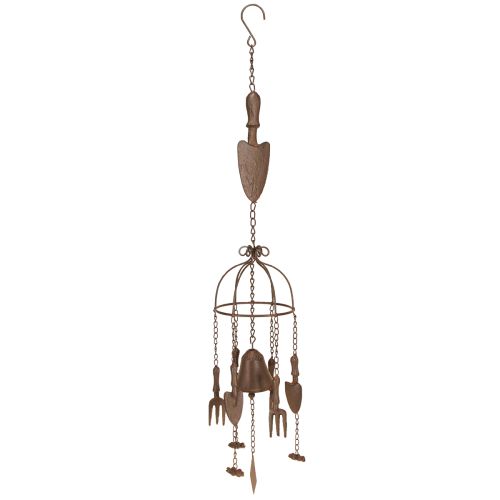 Artículo Carillón de viento de metal para jardín, herramienta decorativa, color marrón, diámetro 13 cm, alto 76 cm