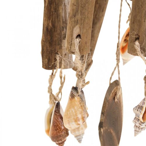 Floristik24 Carillón de viento de madera, conchas decoración marítima naturaleza Ø14cm H40cm